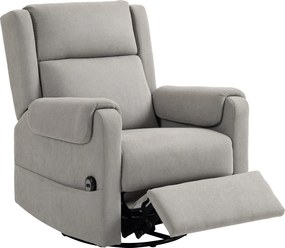 HOMCOM Poltrona Relax Reclinável Elétrica Giratória e Basculante com Apoio para os Pés Ajustável Controlo Remoto 86x89x99 cm Cinzento Claro | Aosom Portugal