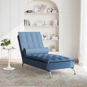 Chaise lounge de massagem com rolo tecido azul