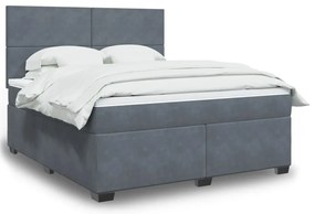 vidaXL Cama com molas/colchão 180x200 cm veludo cinzento-escuro