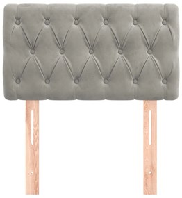 Cabeceira de cama veludo 80x7x78/88 cm cinzento-claro