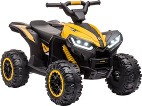 HOMCOM Quadriciclo Elétrico Crianças 3-5 Anos Veículo Elétrico Bateria 12V 2 Motores Segurança Diversão 83x53x55,5 cm Amarelo | Aosom Portugal
