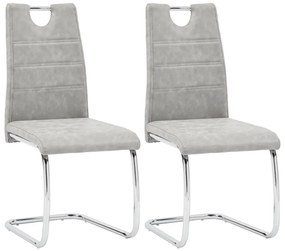 vidaXL Cadeiras de jantar 2 pcs couro artificial cinzento-claro