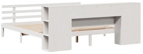Cama com estante sem colchão 200x200 cm pinho maciço branco