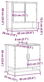 2 pcs conjunto móveis casa de banho derivados de madeira preto