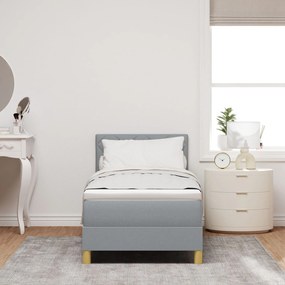 Cama Box Spring com Colchão Cinza Claro 80x200 cm Tecido