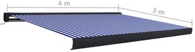 Toldo motorizado com caixa 400x300 cm azul e branco