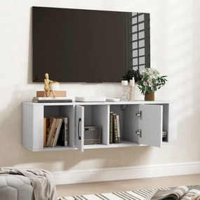Armário suspenso para TV de 2 portas  108 x 33 x 30,5 cm com 2 cubos Consola de arrumação branco