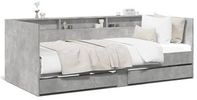 vidaXL Sofá-cama com gavetas sem colchão 100x200 cm cinzento cimento