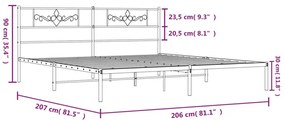 Estrutura de cama com cabeceira 200x200 cm metal branco