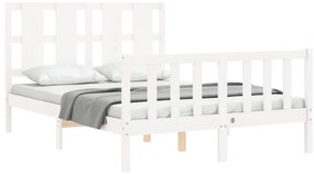 Cama sem colchão 140x190 cm madeira de pinho maciça branco