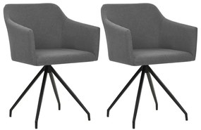 vidaXL Cadeiras de jantar giratórias 2 pcs tecido cinzento-claro