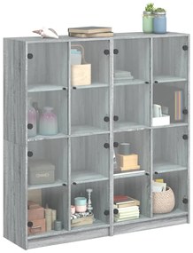 Estante c/ portas 136x37x142 cm derivados madeira cinza sonoma