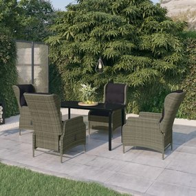 vidaXL 5 pcs conjunto de jantar para jardim castanho