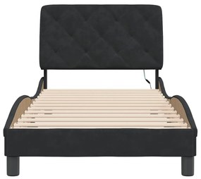 Estrutura de cama c/ luzes LED 90x200 cm veludo preto