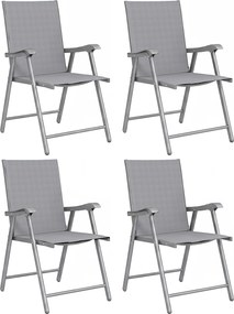Outsunny Conjunto de 4 Cadeiras de Campismo Dobráveis Cadeiras de Jardim com Tecido Textilene Respirável 58x62x97 cm Cinza Claro | Aosom Portugal