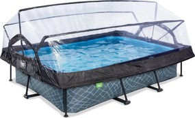 Piscina retangular Stone 300 x 200 x 65 cm com bomba de filtragem e cobertura - cinzenta