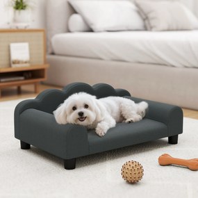 Sofá para cães 66 x 42 x 28,5 cm,, sofá para animais de estimação com encosto e braços, respirável,  cinzento escuro