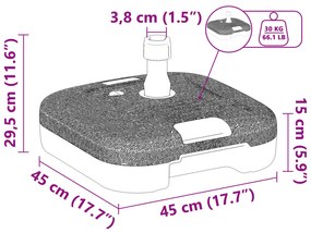 Base para Parasol de Exterior vidaXL com 28 kg de Areia ou 24 L de Águ