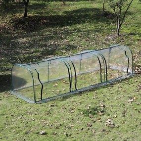 Outsunny Estufa 350x100x80 cm para Jardim Varanda Estufa Pequena para Cultivo de Plantas com 3 Janelas Estrutura de Aço e PVC Transparente e Verde
