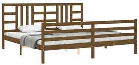 Estrutura cama c/ cabeceira 200x200cm maciço castanho-mel