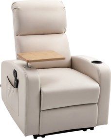 HOMCOM Poltrona de Massagem Poltrona Relax Elétrica com 4 Modos de Vibração Reclinação 145° Estofada em Microfibra 77x93x105cm Bege | Aosom Portugal