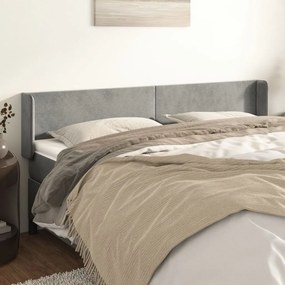 Cabeceira de cama c/ abas veludo 203x16x78/88 cm cinzento-claro