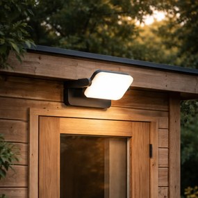 Candeeiro de parede exterior preto com LED ajustável - Kamile