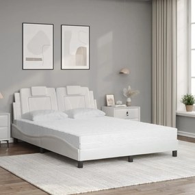 Cama com colchão 120x200 cm couro artificial branco