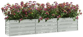 Canteiro elevado de jardim 240x40x45cm aço galvanizado prateado