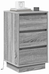 Armário de cabeceira com LED Cinza Sonoma 39x34.5x65 cm Madeira engenh