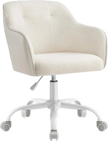 Cadeira giratória para escritório SONGMICS OBG019W01, altura ajustável até 110 kg, capacidade de carga, tecido Sherpa respirável e poliuretano (PU) para sala de estudo, quarto, cor bege cappuccino
