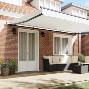 Toldo Retrátil Manual Branco 500 × 350 cm Poliéster