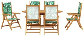 Conjunto de Jantar de Jardim 7 pcs Padrão de folhas 6-Pessoas