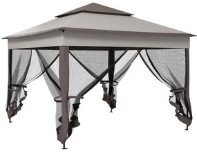 Outsunny Tenda Dobrável Exterior 3x3 m Tenda de Jardim com Teto Duplo Rede Mosquiteira Amovível e Bolsa de Transporte Cinzento | AOSOM Portugal