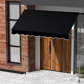 Toldo retrátil manual 2,5 m x 180 cm Sombra exterior ajustável sem perfuração com manivela para pátio, varanda, jardim Preto