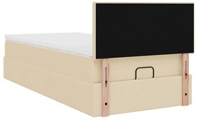 Cama otomana com colchão 90x200 cm tecido creme