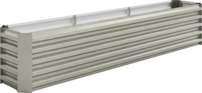 Outsunny Canteiro Quadrado Canteiro Elevado Aço Galvanizado Barras de Suporte e Placas de Canto Aberto 240x40x45 cm Cinza e Prata | Aosom Portugal