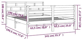 Estrutura de cama casal 135x190 cm madeira maciça