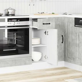 Armário baixo de cozinha Kalmar betão madeira projetada cinza