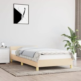 vidaXL Estrutura cama c/ cabeceira sem colchão tecido 90x200 cm creme