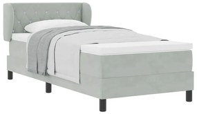 Cama Box Spring com Colchão Cinza Claro 90x190 cm Veludo