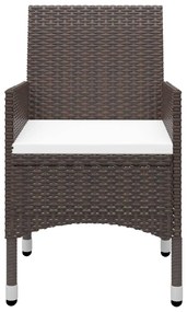 5 pcs conjunto de jantar p/ jardim c/ almofadões castanho