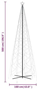Árvore de Natal em cone 1400 luzes LED 160x500 cm azul