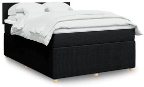 vidaXL Cama com molas/colchão 140x190 cm tecido preto