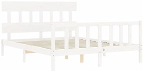 Cama sem colchão 160x200 cm madeira de pinho maciça branco