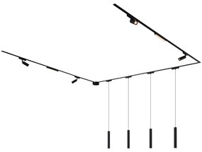 LED Sistema de iluminação de trilho com 10 luzes pretas monofásicas - Magnetic Samson Cassie Marra Moderno