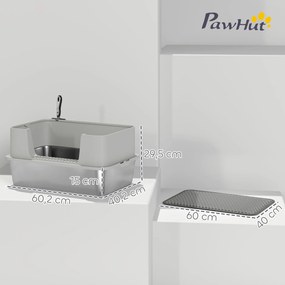 Caixa de areia XL em aço inoxidável, casa de higiene para gatos de grande porte, fácil de limpar, 60,2 x 40,2 x 29,5 cm, cinzenta