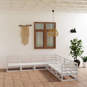 vidaXL 7 pcs conjunto lounge de jardim pinho sólido branco