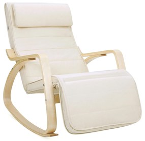 Cadeira de balanço relaxante SONGMICS Sunlounger com apoio para os pés ajustável Carga máxima: 150 kg Bege LYY10M