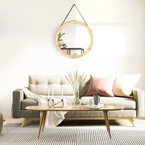 HOMCOM Espelho de Parede 78x78cm Espelho Decorativo de Madeira com 2 Ganchos Estilo Vintage para Sala de Estar Dormitório Sala de Jantar Entrada Madeira